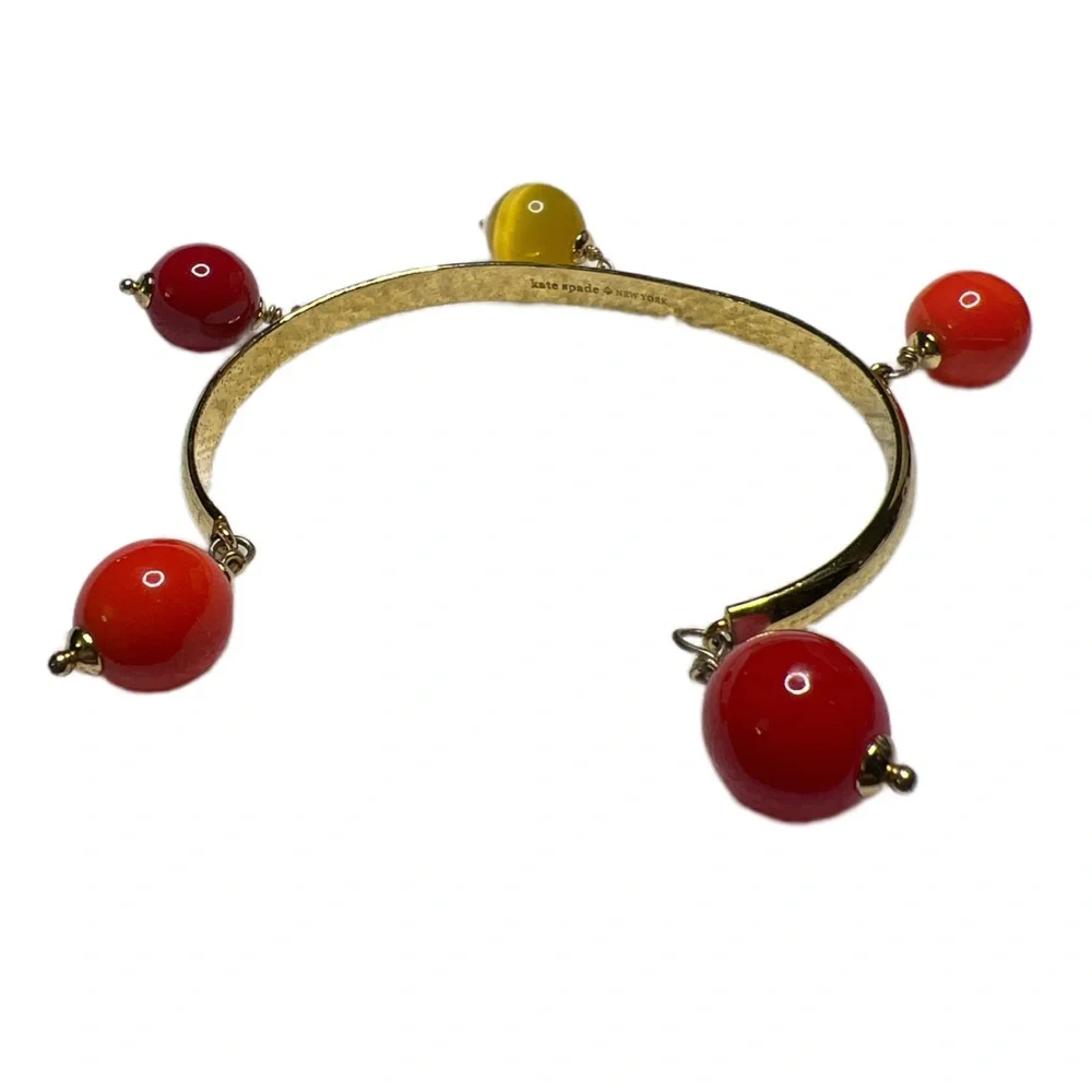 kate spade second nature gold tone bracelet orange red yellow Dangling charms - Picture 5 of 6